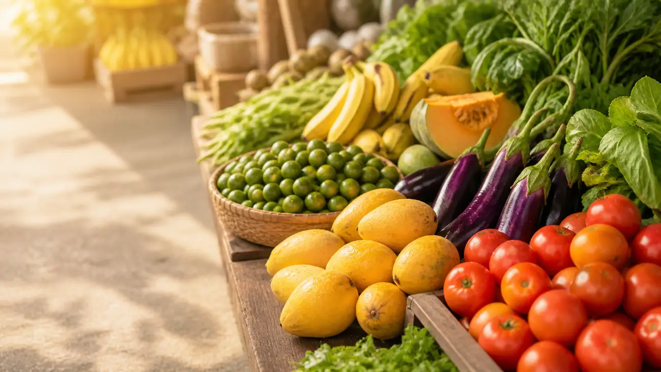 Fresh Philippine produce laid out at the market